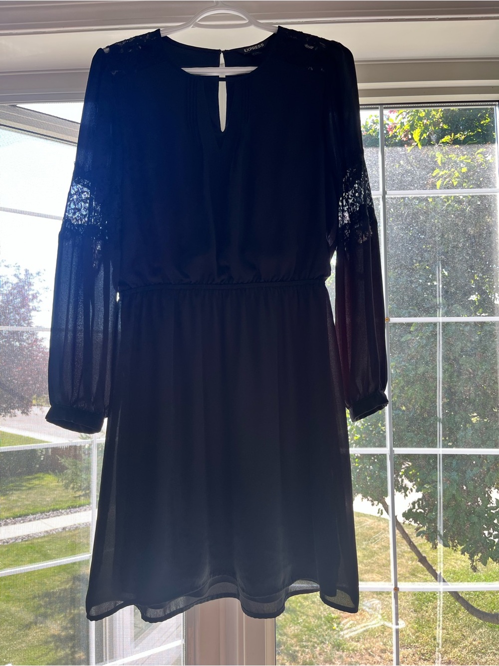 Black long sleeve dress with lace detailing